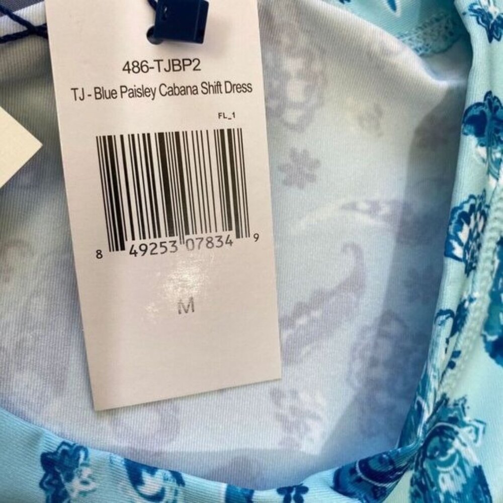 Women's Cabana Life Shift Dress Size M Short Sleeve Pockets Blue,UPF 50 New - Picture 8 of 16